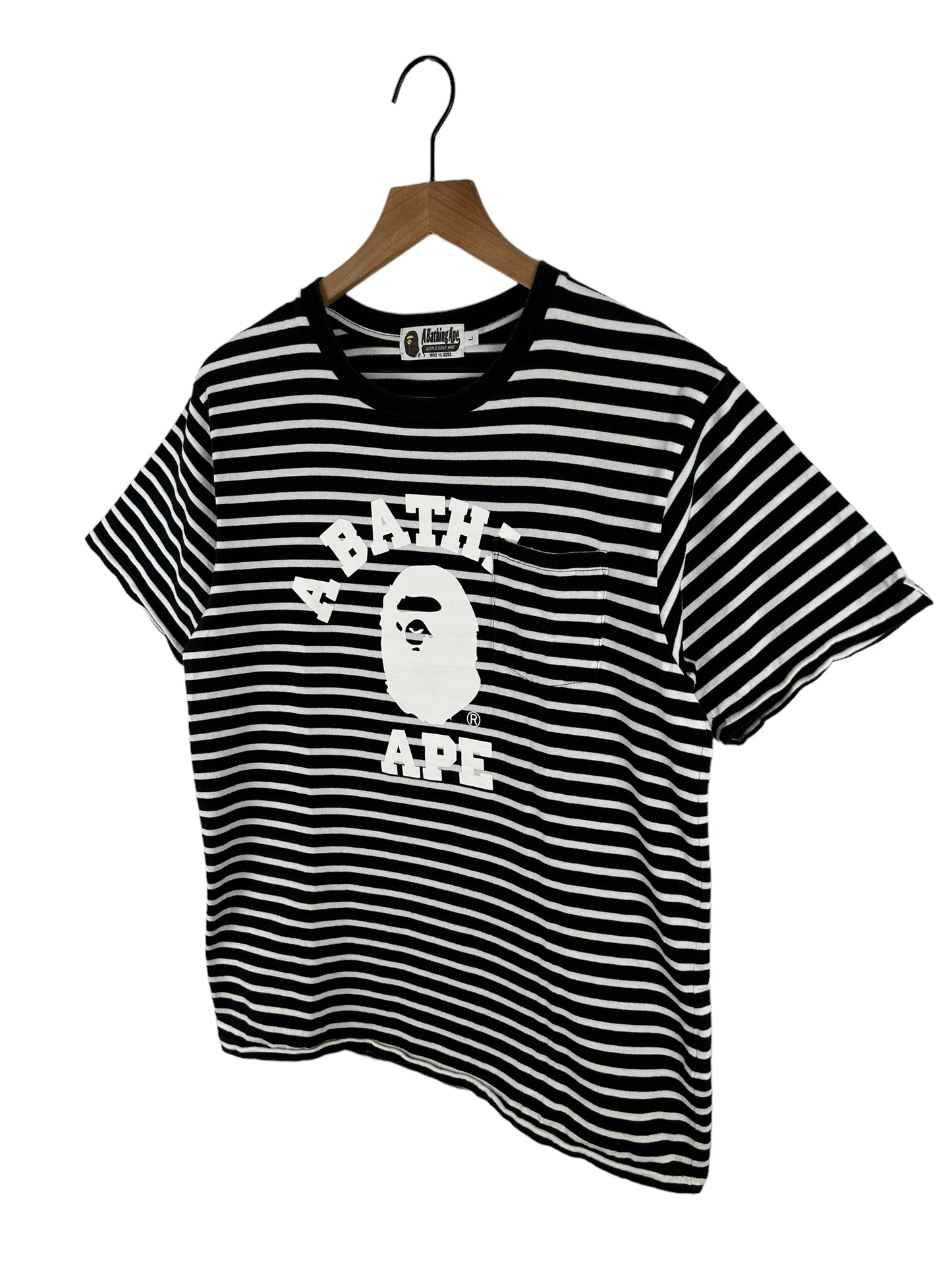 Bape Stripe Collage Logo Print T-Shirt Size: L