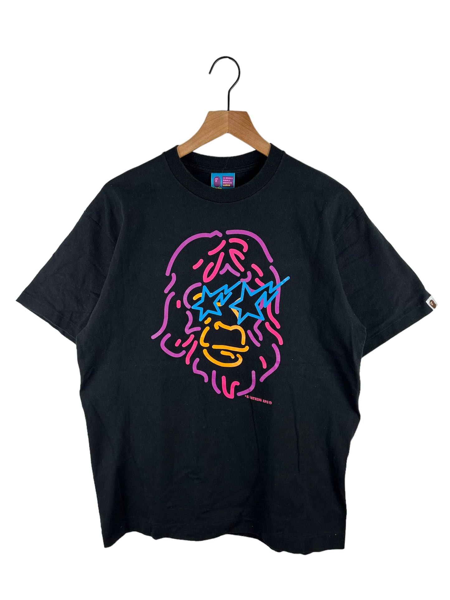 Bape Neon Head Logo Print T-Shirt Size: L