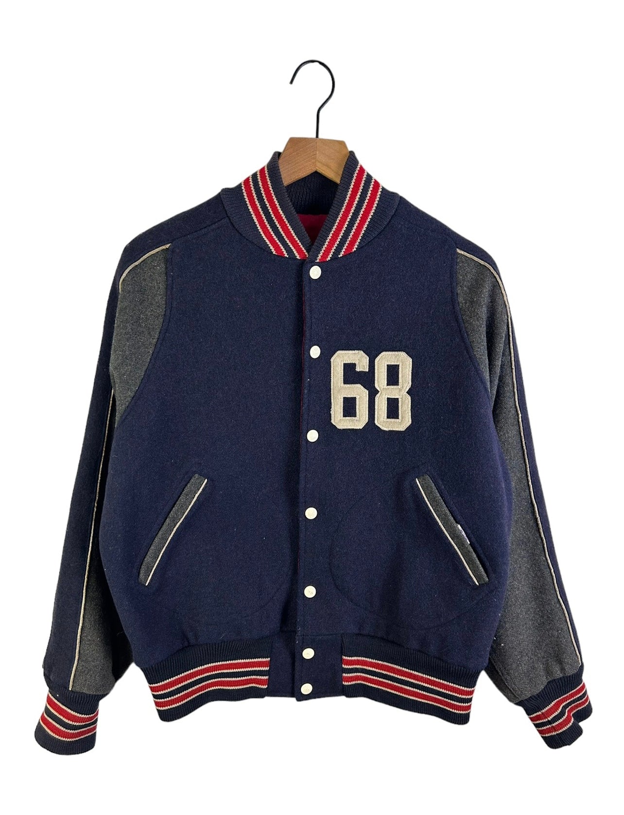 68 & Brothers Reversible Wool/Satin Stadium Jacket Size: M