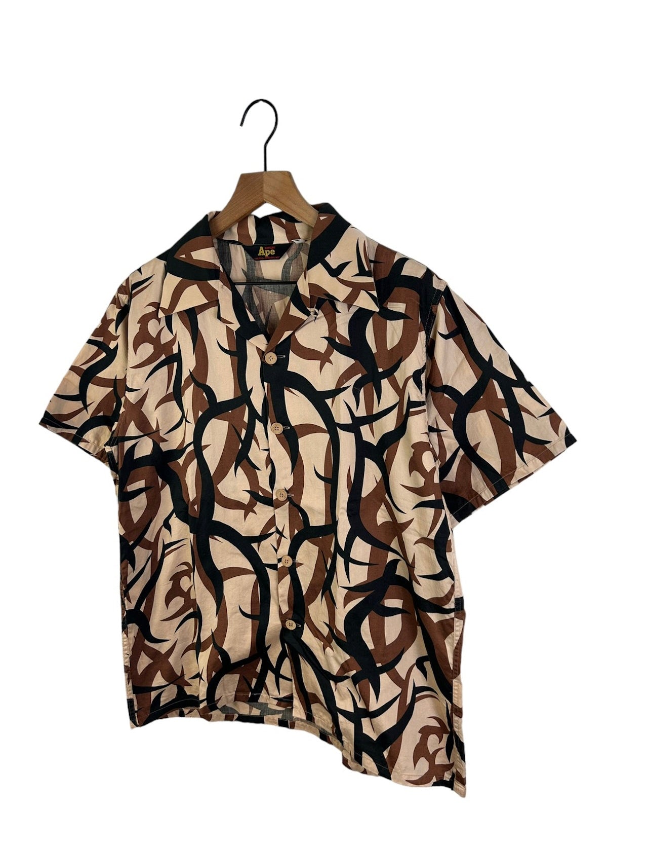 90’s Vintage Bape Tribal Camo Open Collar Shirts Size: M