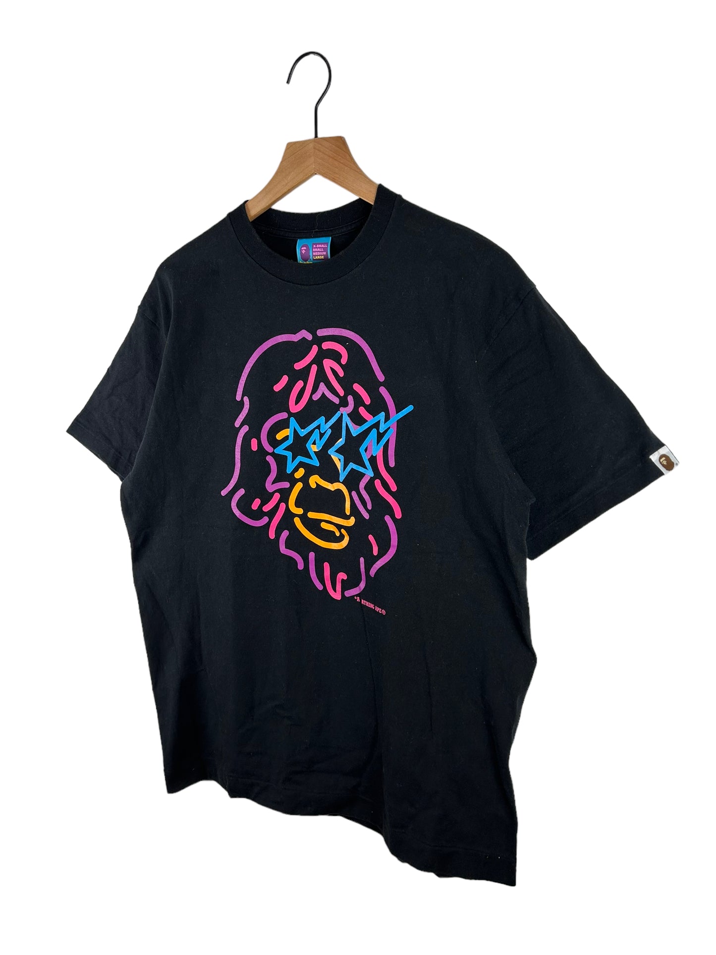 Bape Neon Head Logo Print T-Shirt Size: L