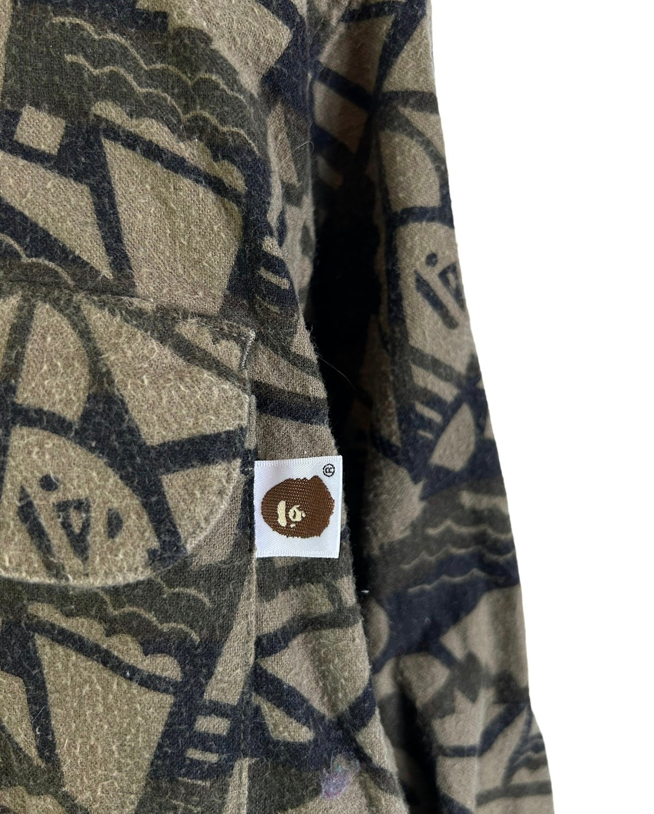 Bape Multi Head Logo Print Full Zip Hoodie Size: L