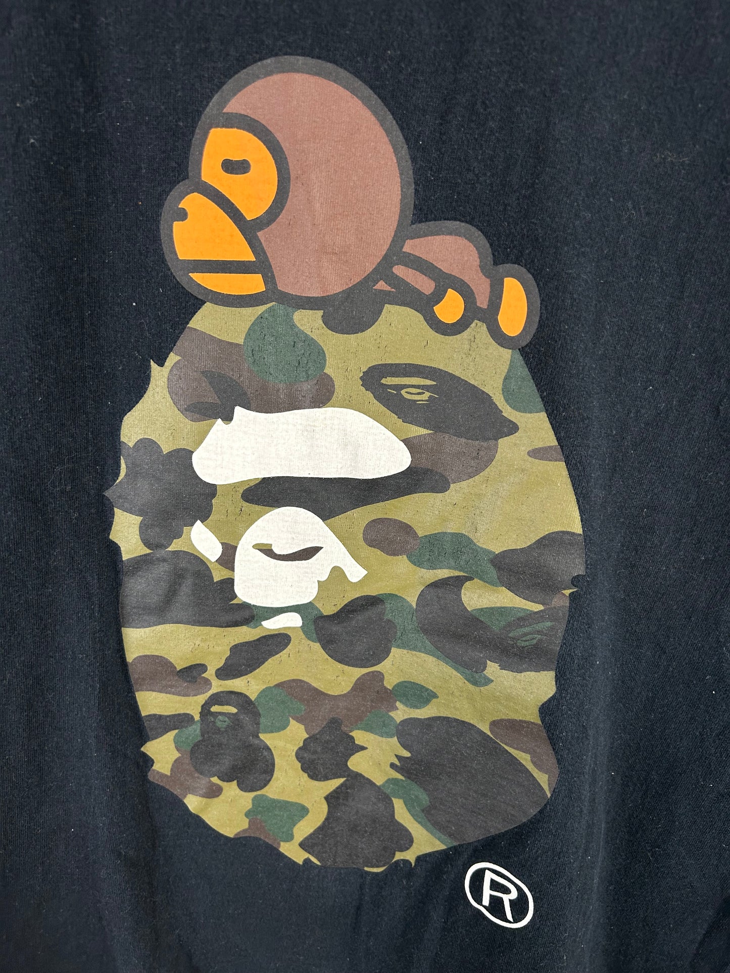 Bape 1st Camo Head Logo Print T-Shirt Size: L