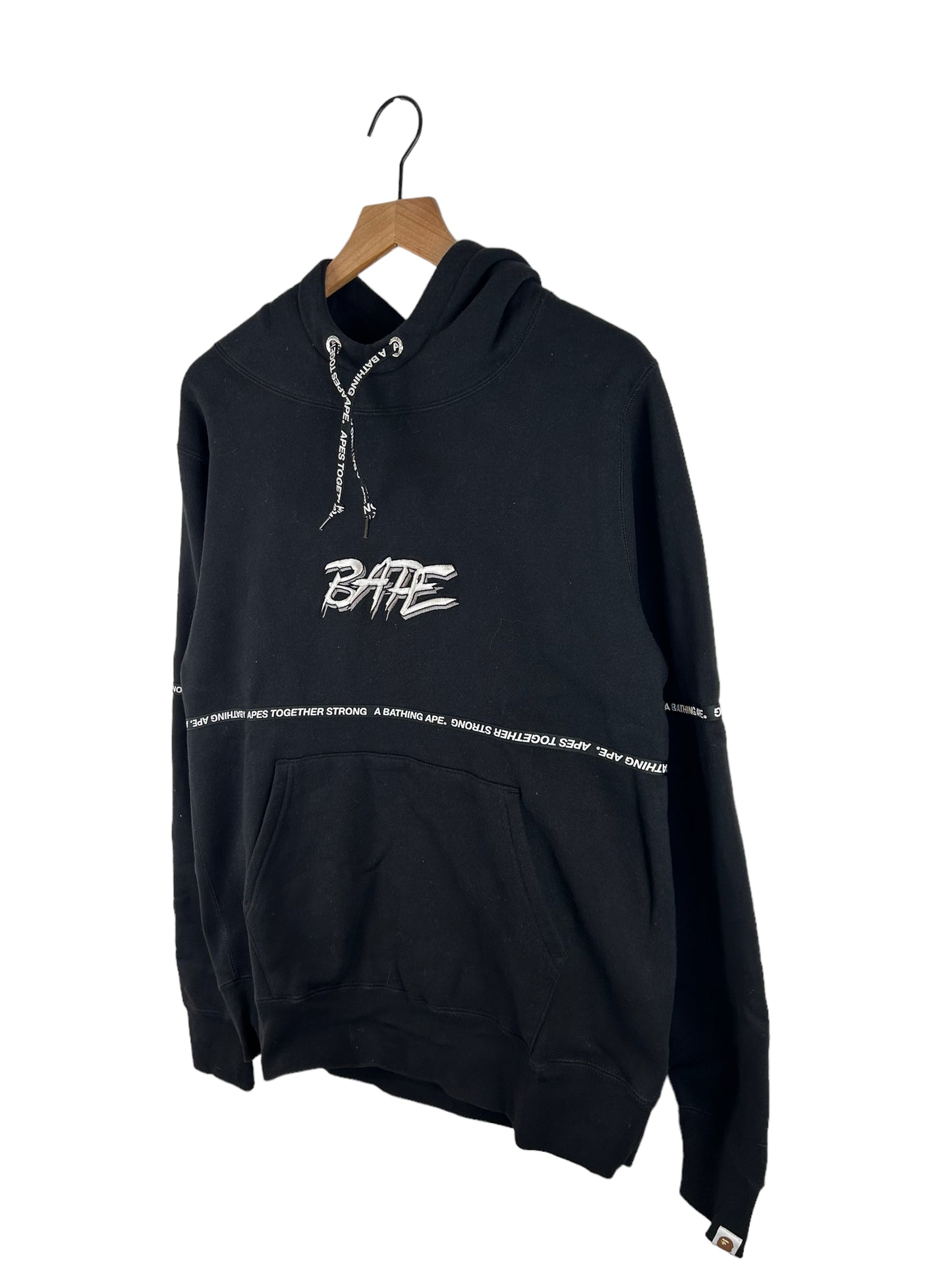 Bape Tape Logo Pullover Hoodie Size: L