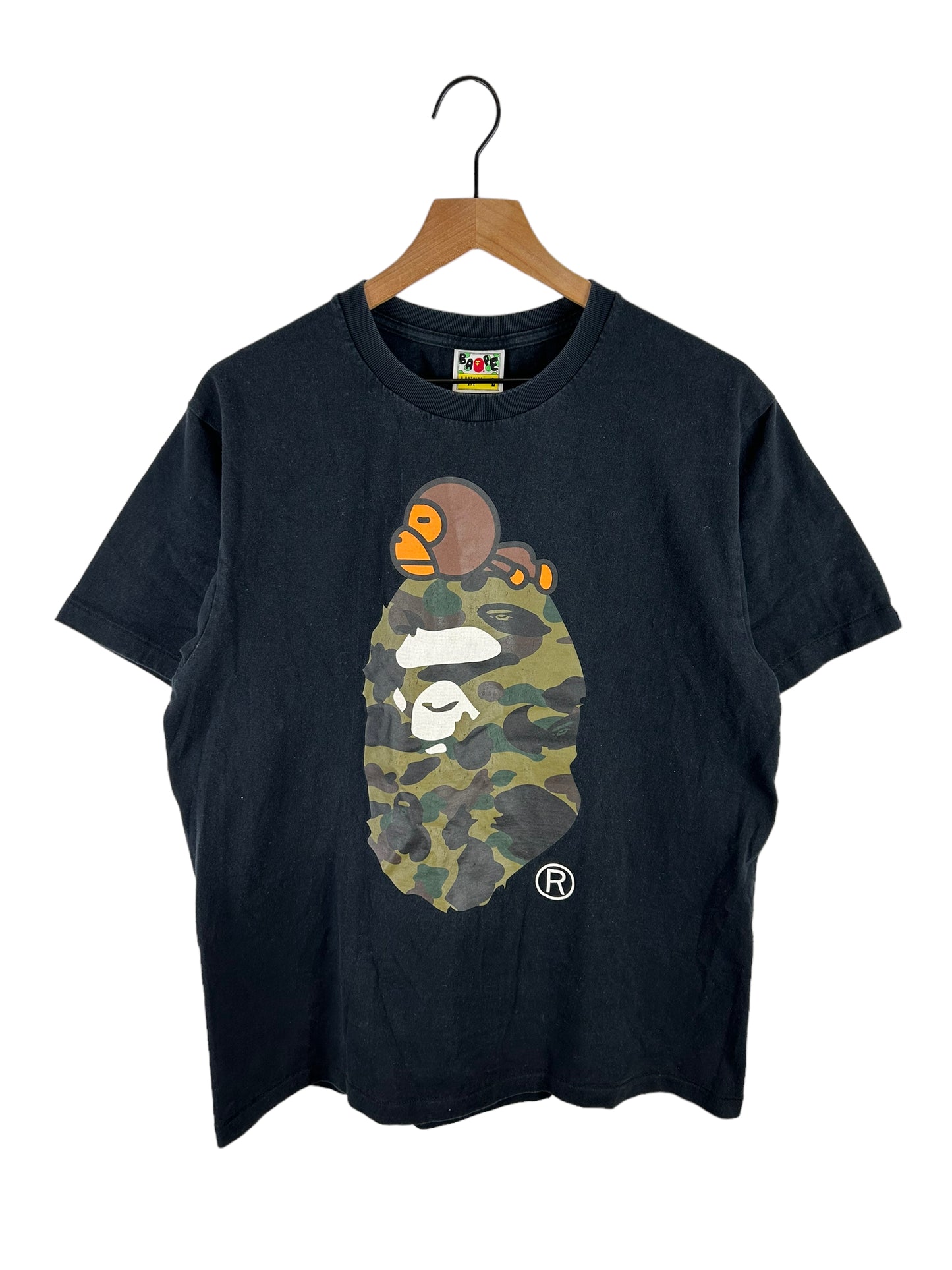 Bape 1st Camo Head Logo Print T-Shirt Size: L