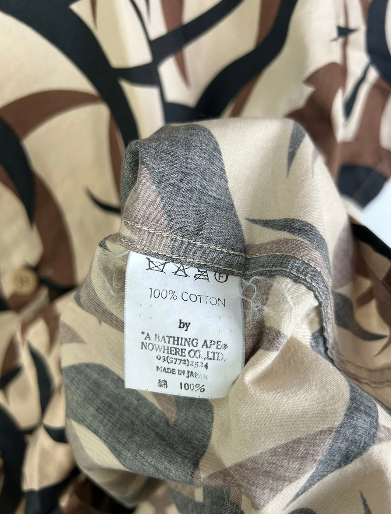 90’s Vintage Bape Tribal Camo Open Collar Shirts Size: M