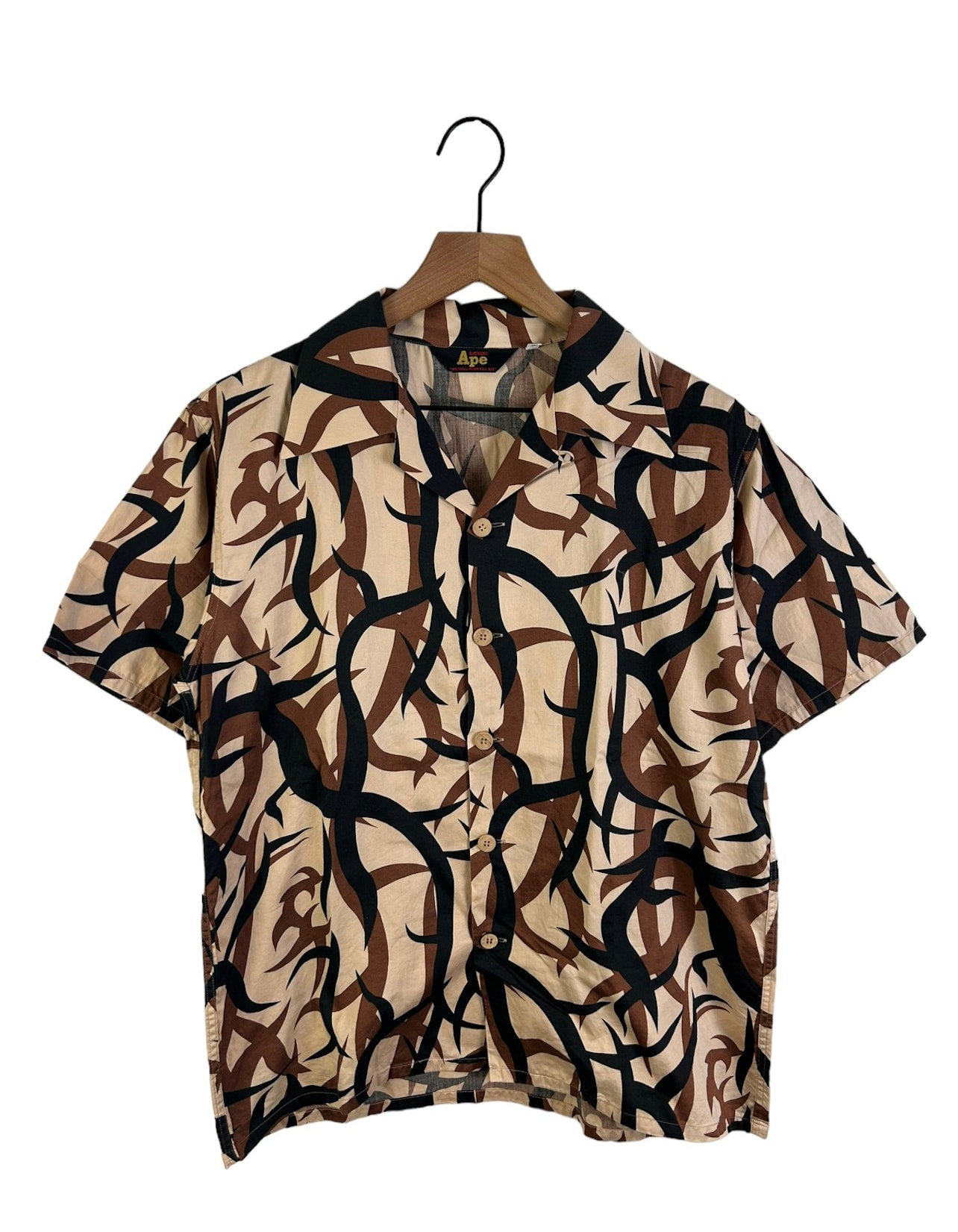 90’s Vintage Bape Tribal Camo Open Collar Shirts Size: M