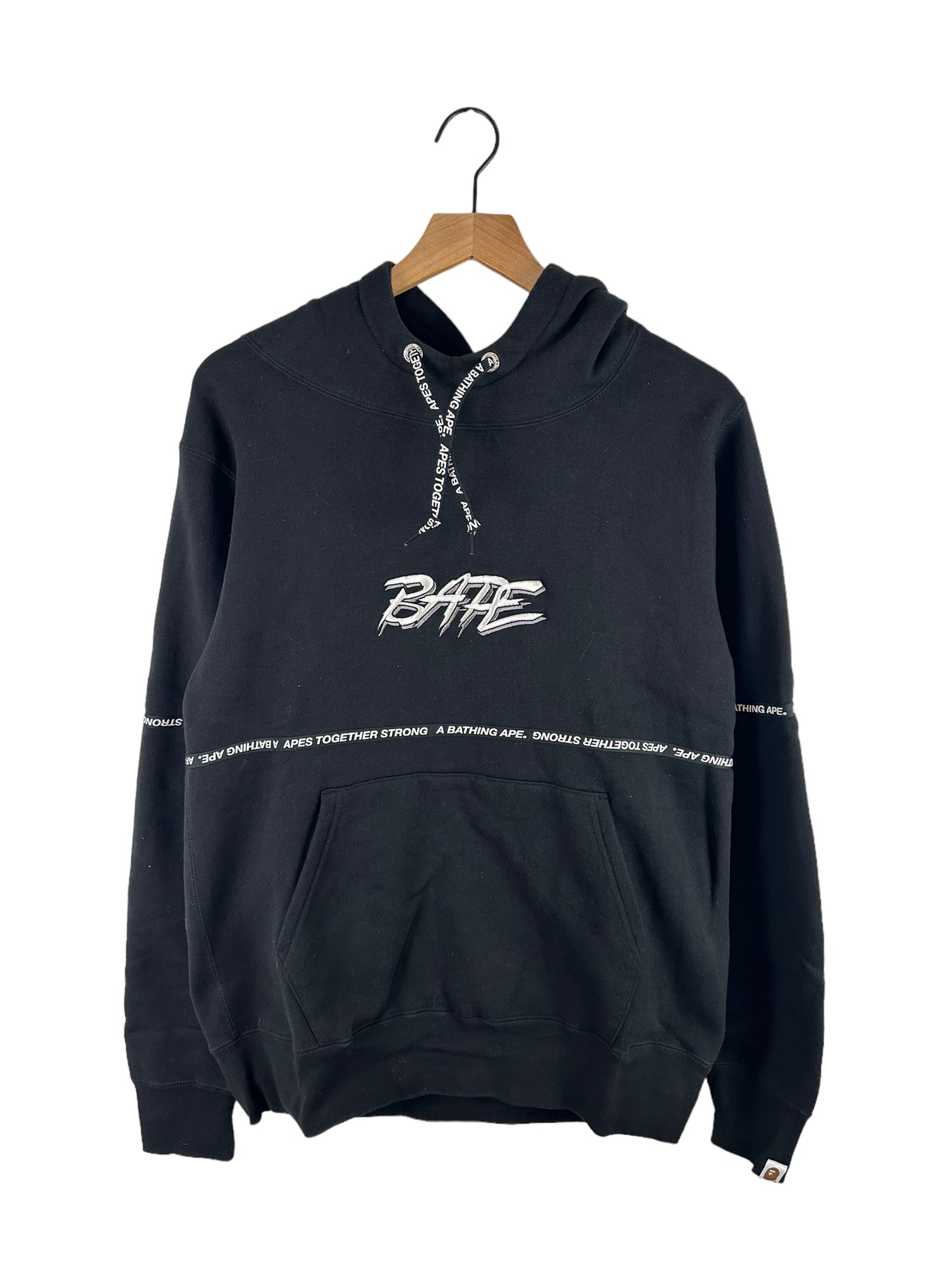 Bape Tape Logo Pullover Hoodie Size: L