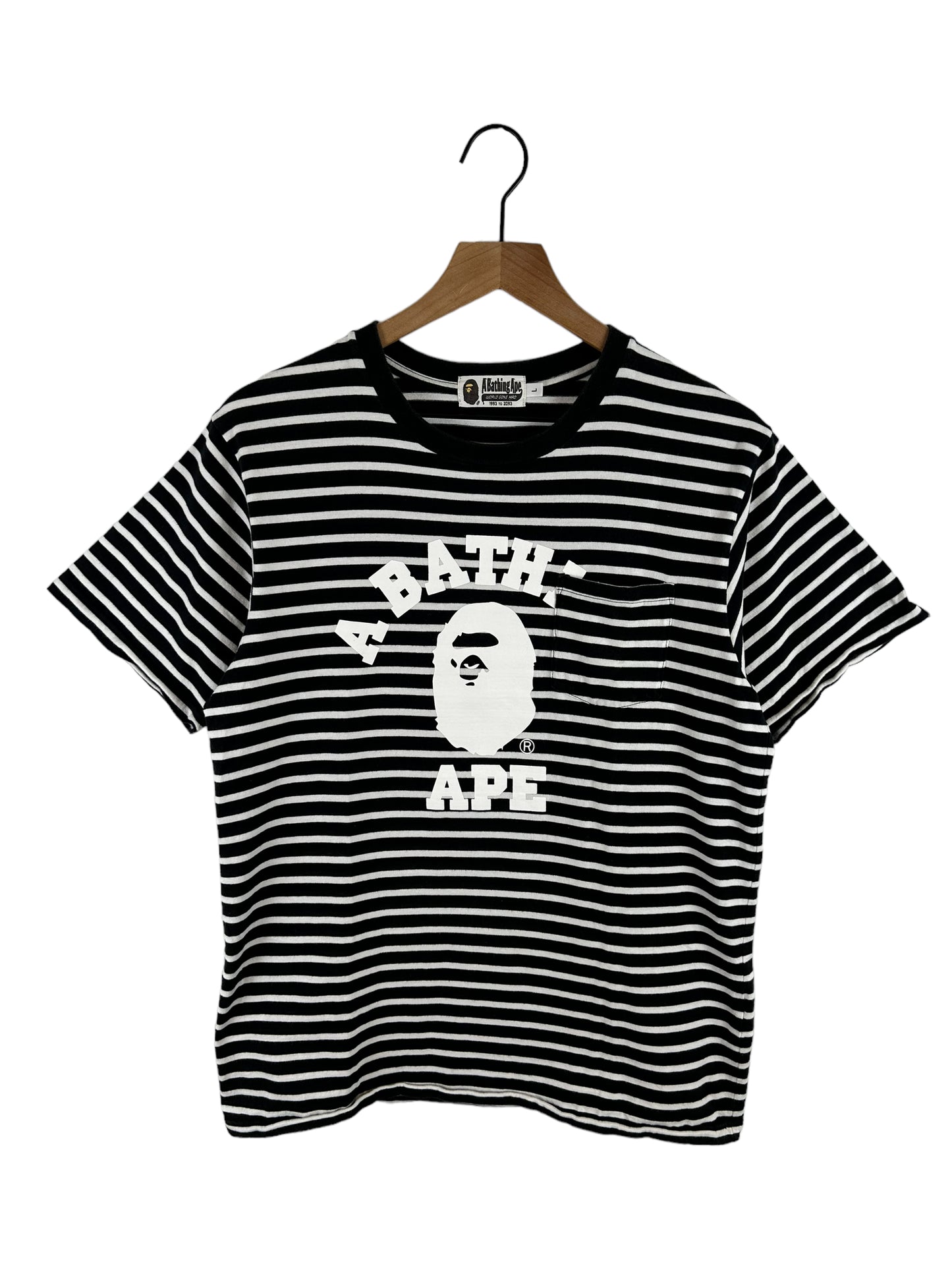 Bape Stripe Collage Logo Print T-Shirt Size: L